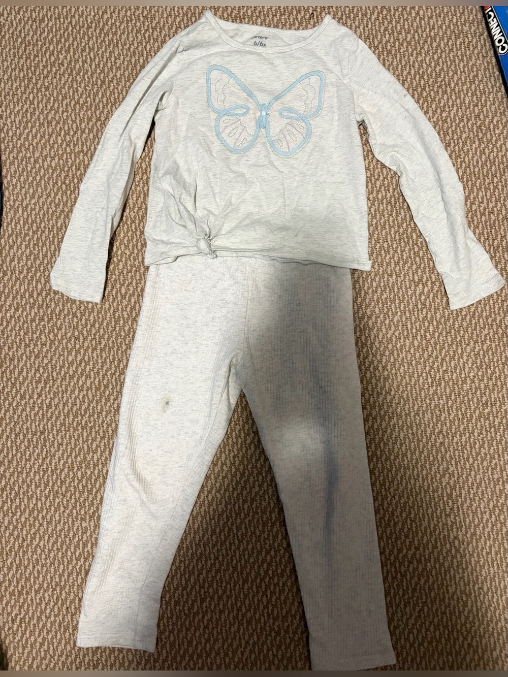 Girls size 6/6X Carter's Light Gray & Blue Butterfly matching set